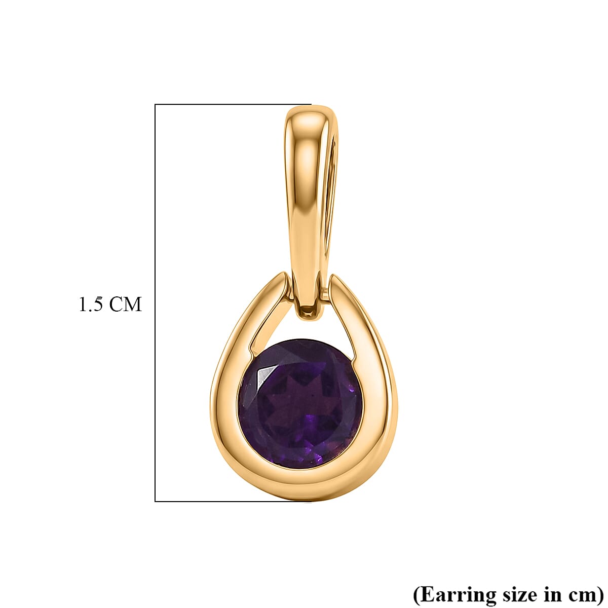 D'Joy AAA African Amethyst Dangling Earring with Push Post in Yellow Gold Plated Sterling Silver 1.00 Ct.