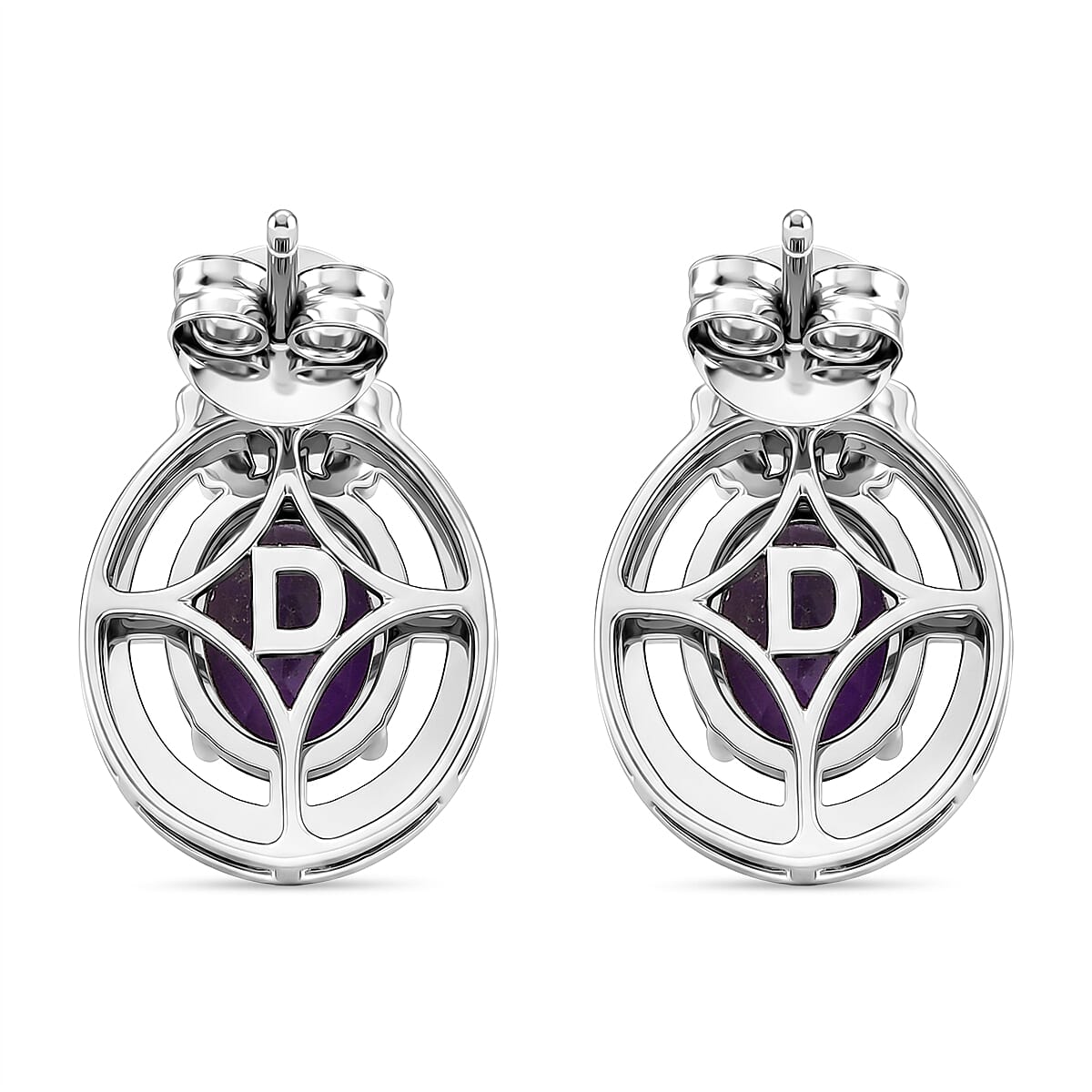 D'Joy African Amethyst, Emerald, White Zircon Fancy Earring in Platinum OverlaySterling Silver  2.478  Ct.