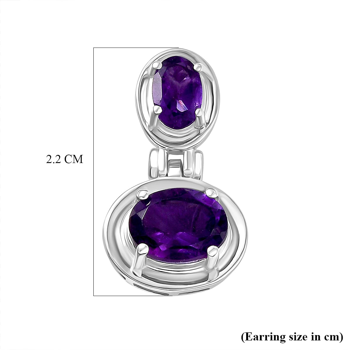 D'Joy AAA African Amethyst & Natural Chrome Diopside Dangling Push Post Earring in Platinum Overlay Sterling Silver 3.31 Ct.