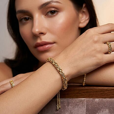 Adjustable Byzantine Bracelet (Size - 9.5) in Yellow Gold Tone