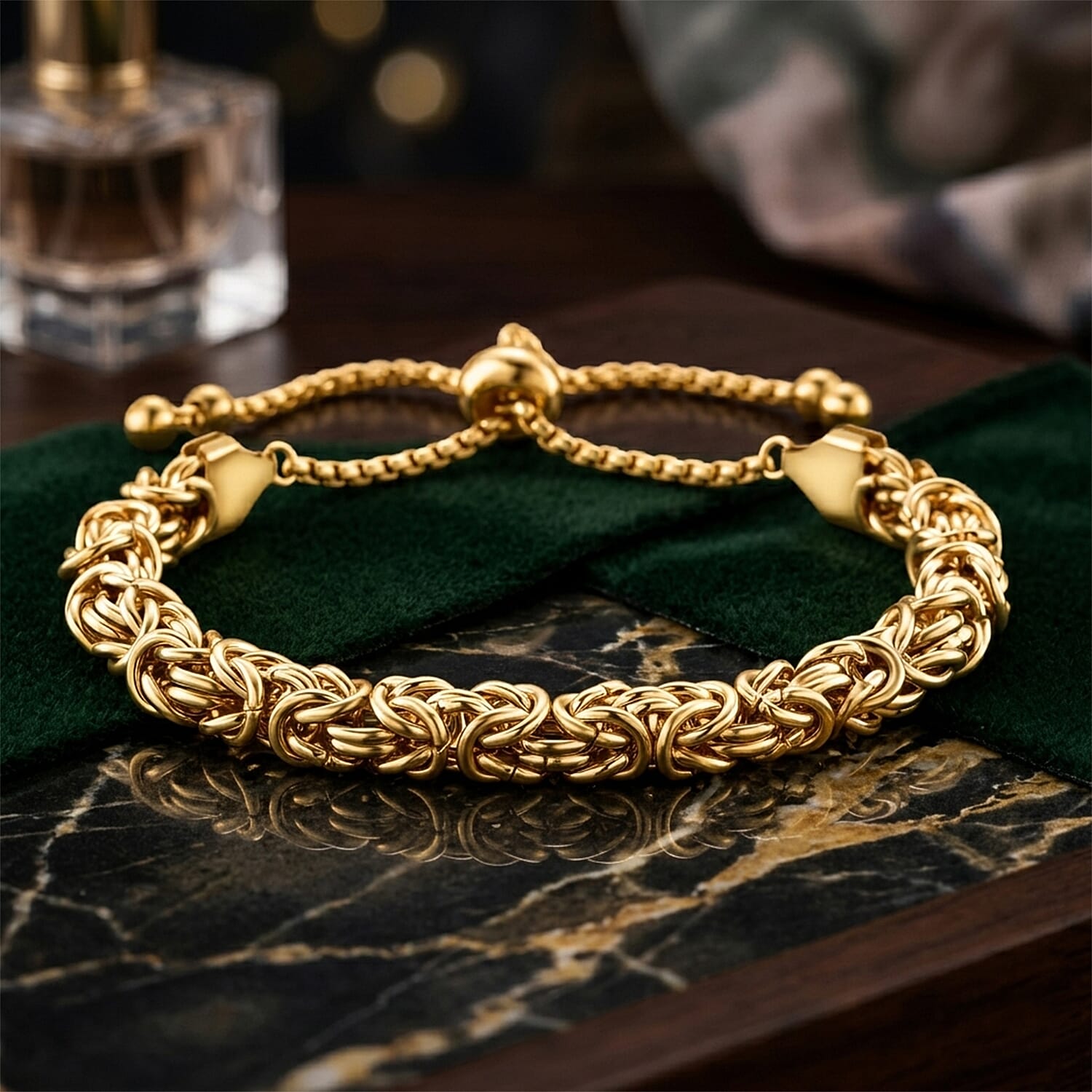 Adjustable Bracelet (Size - 9.5) in Yellow Gold Tone