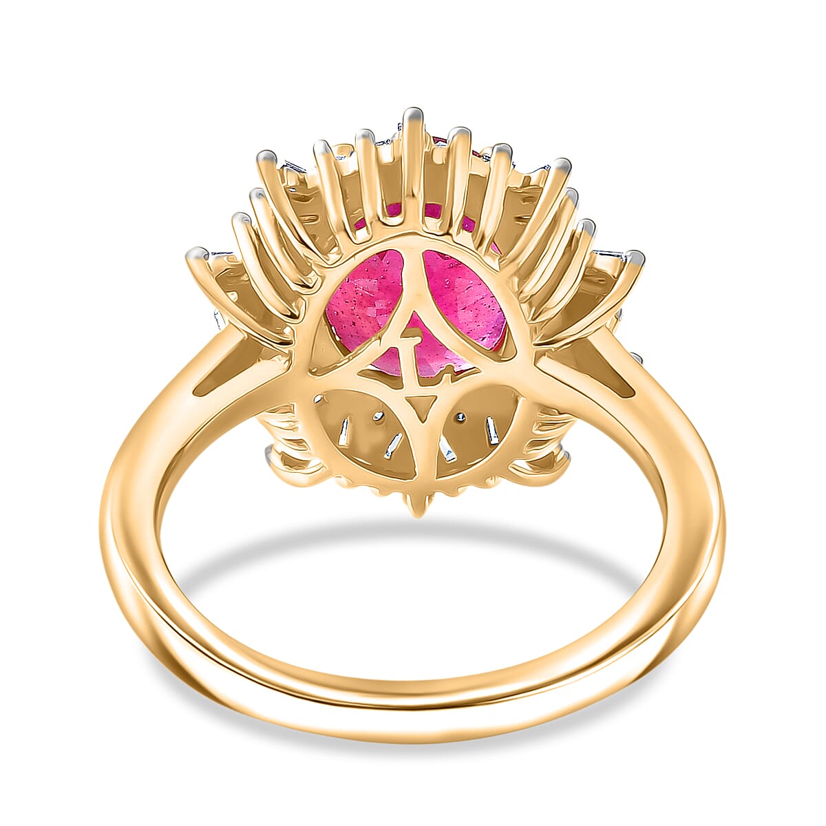 Luxuriant - African Ruby (3.76ct) & SI-GH Lab Grown Diamond (0.39ct)  Ring in 18K Vermeil Yellow Gold Plated Sterling Silver 4.15 Ct.