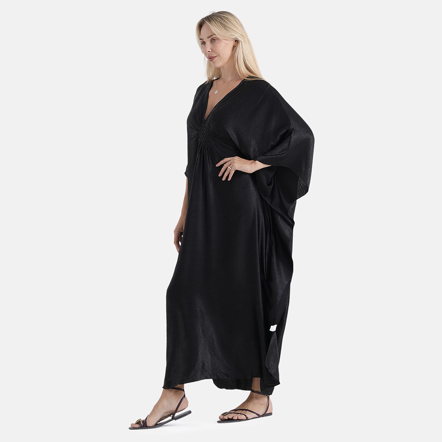 La Marey Solid Kaftan (Size - One Size) - Black