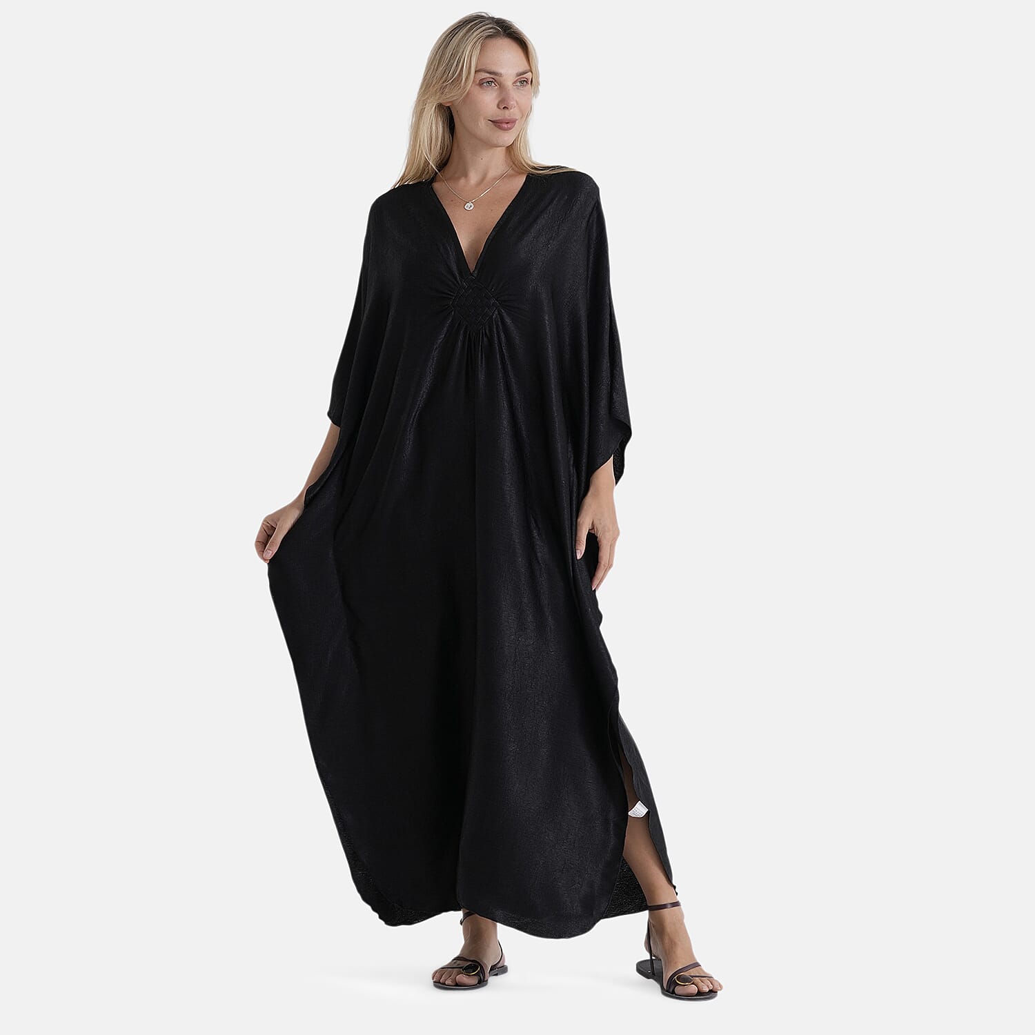 La Marey Solid Kaftan (Size - One Size) - Black