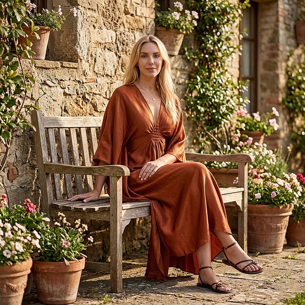 La Marey Solid Kaftan (Size - One Size) - Orange