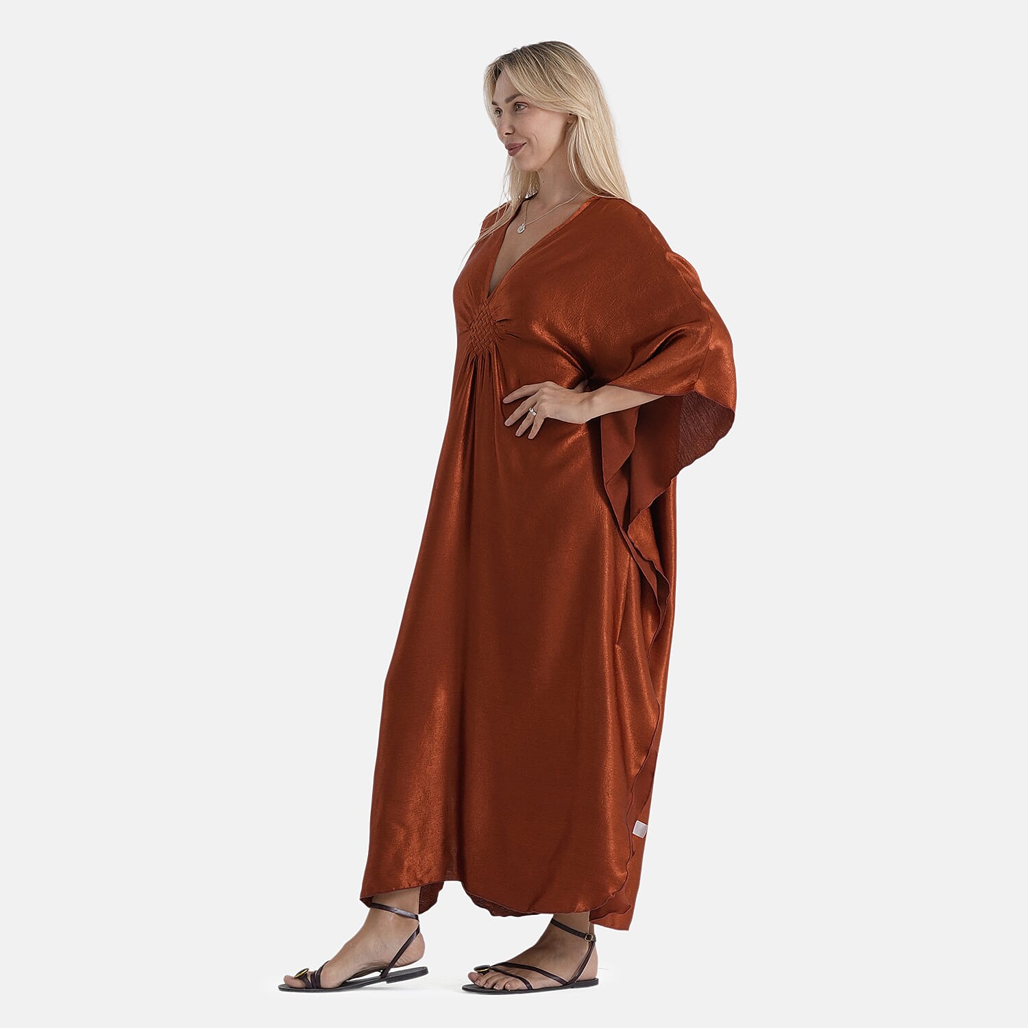 La Marey Solid Kaftan (Size - One Size) - Orange