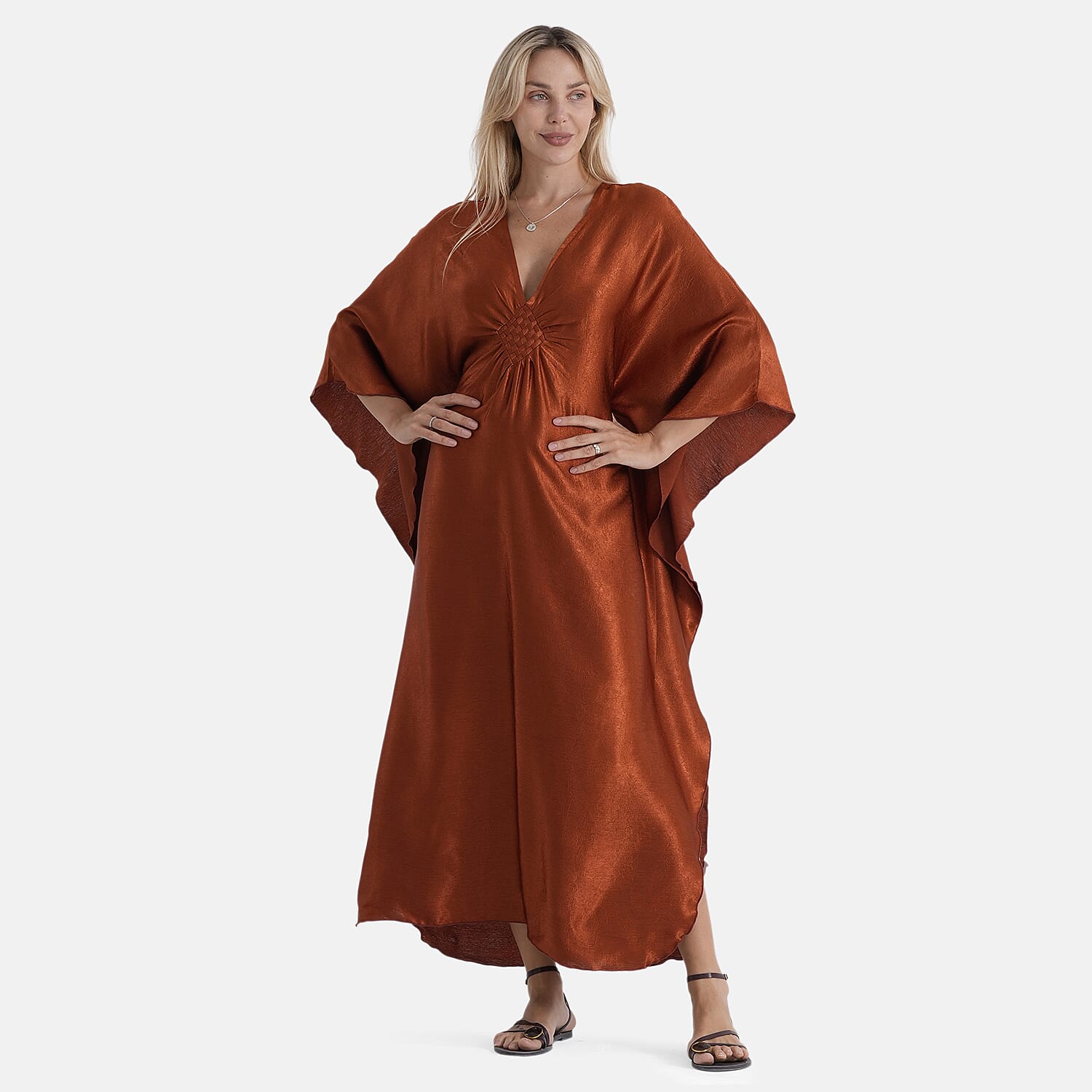 La Marey Solid Kaftan (Size - One Size) - Orange