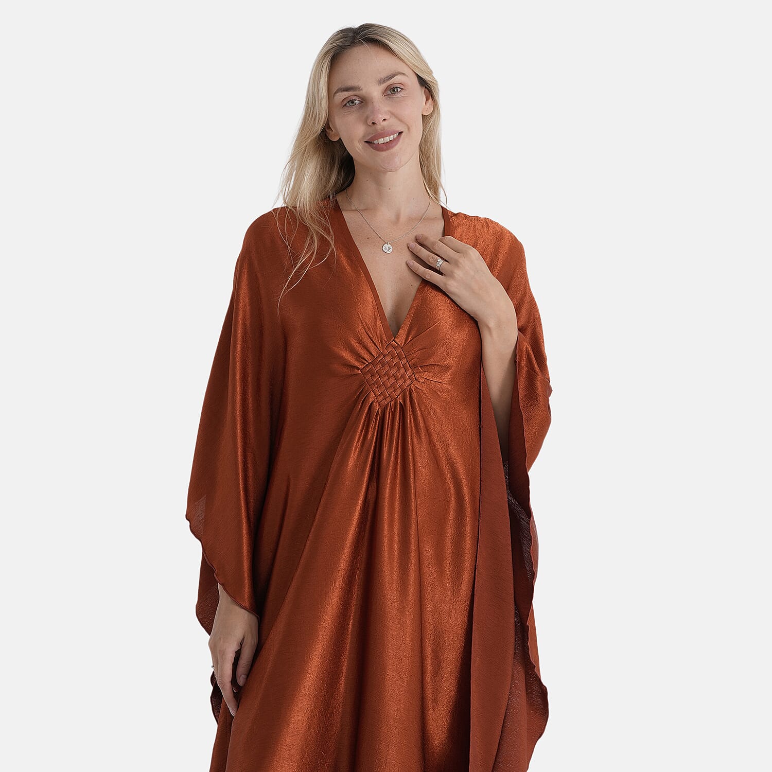 La Marey Solid Kaftan (Size - One Size) - Orange