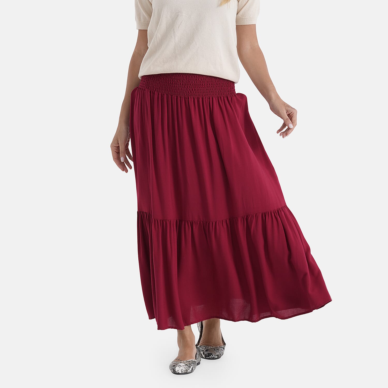 La Marey Patterned Skirt (Size - One Size) - Red