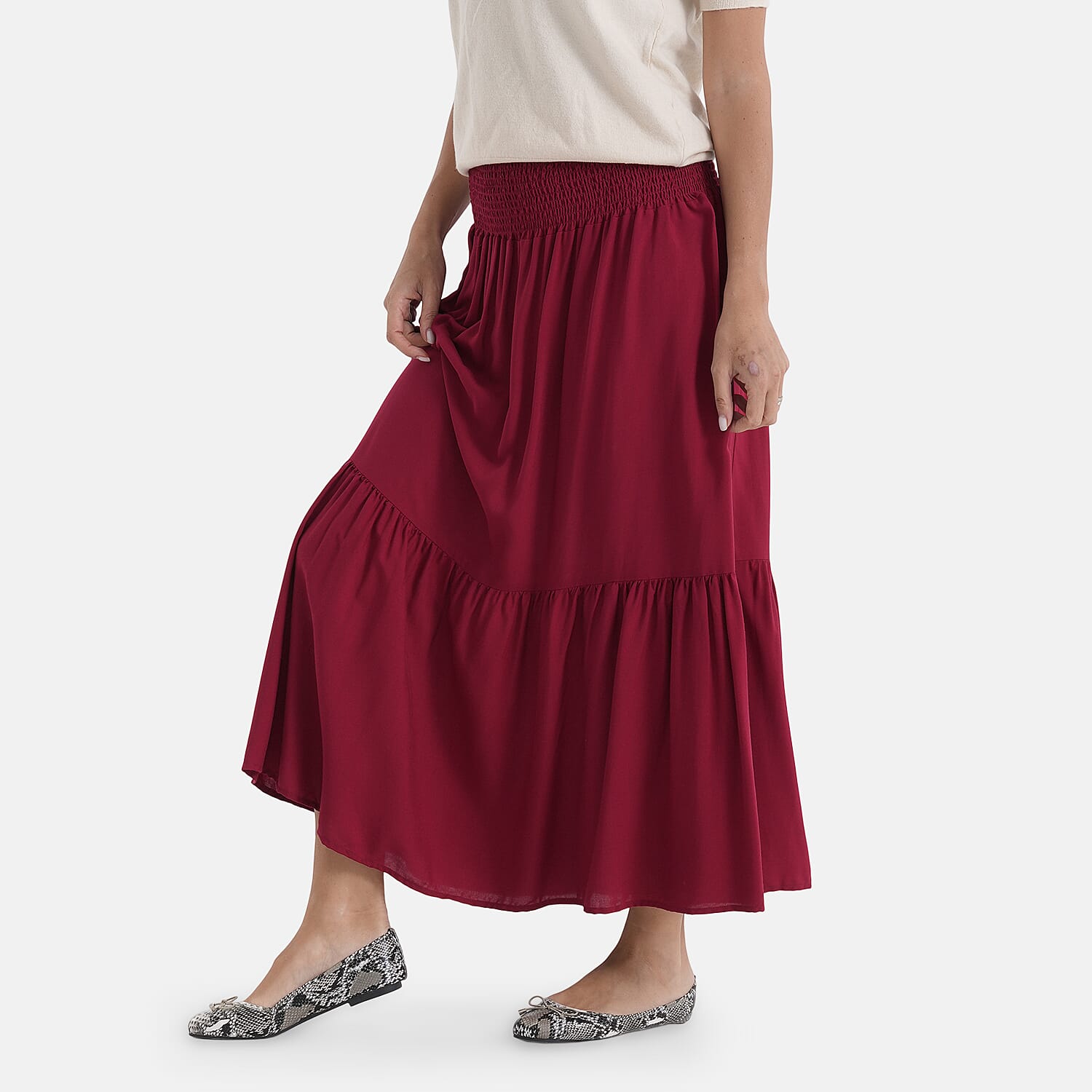 La Marey Patterned Skirt (Size - One Size) - Red