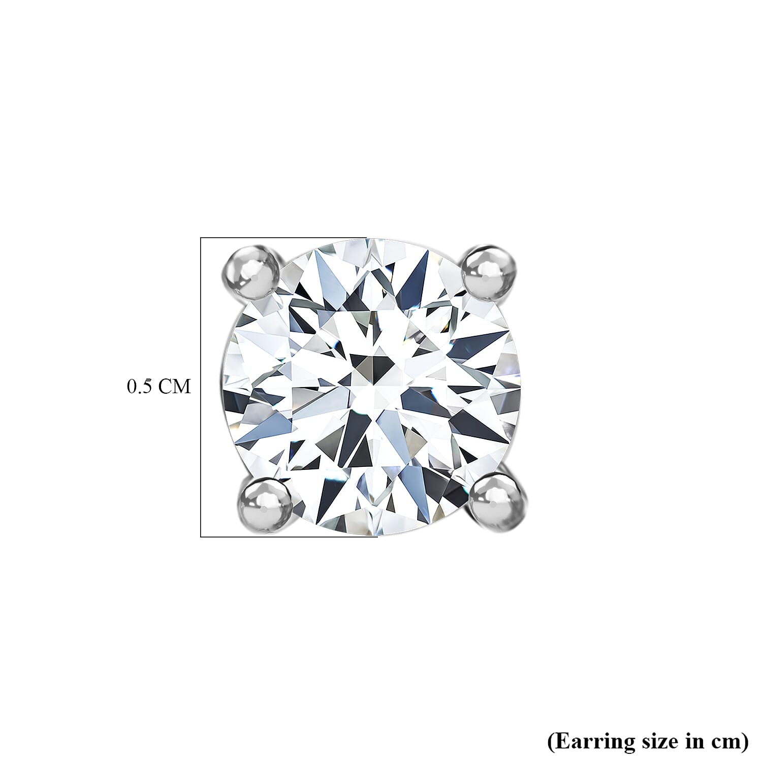 Moissanite Push Back Earring in Platinum Overlay Sterling Silver