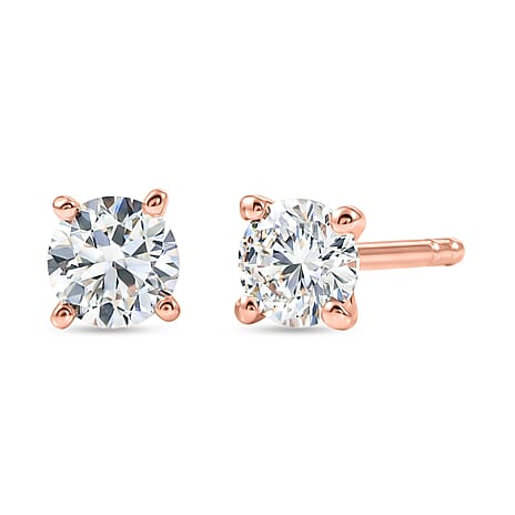 Moissanite Push Back Earring in Rose Gold Plated Sterling Silver