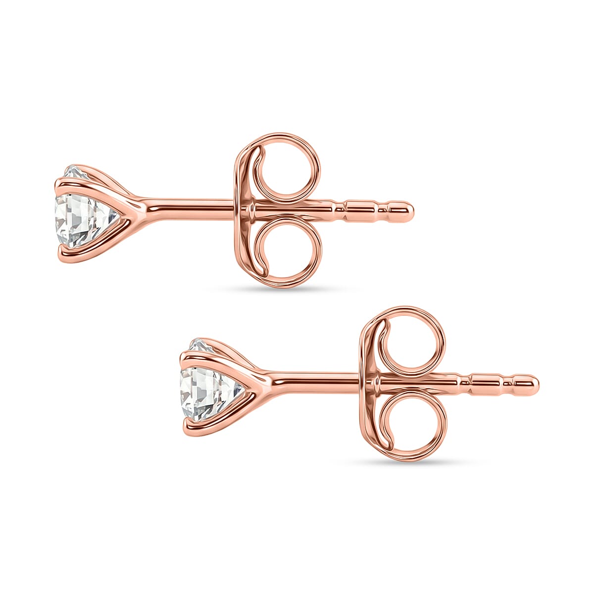 Moissanite Push Back Earring in Rose Gold Plated Sterling Silver