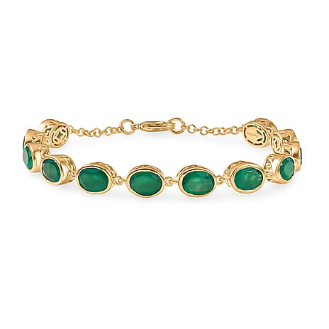 EverTrue Verde Onyx Linking Bracelet (Size - 7.5) Pure Yellow Brass  13.944  Ct.