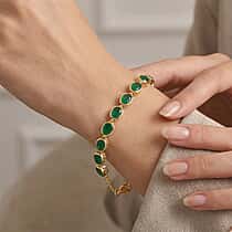 EverTrue Verde Onyx Linking Bracelet (Size - 7.5) Pure Yellow Brass  13.944  Ct.