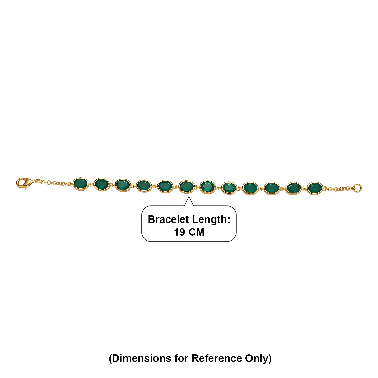 EverTrue Verde Onyx Linking Bracelet (Size - 7.5) Pure Yellow Brass  13.944  Ct.