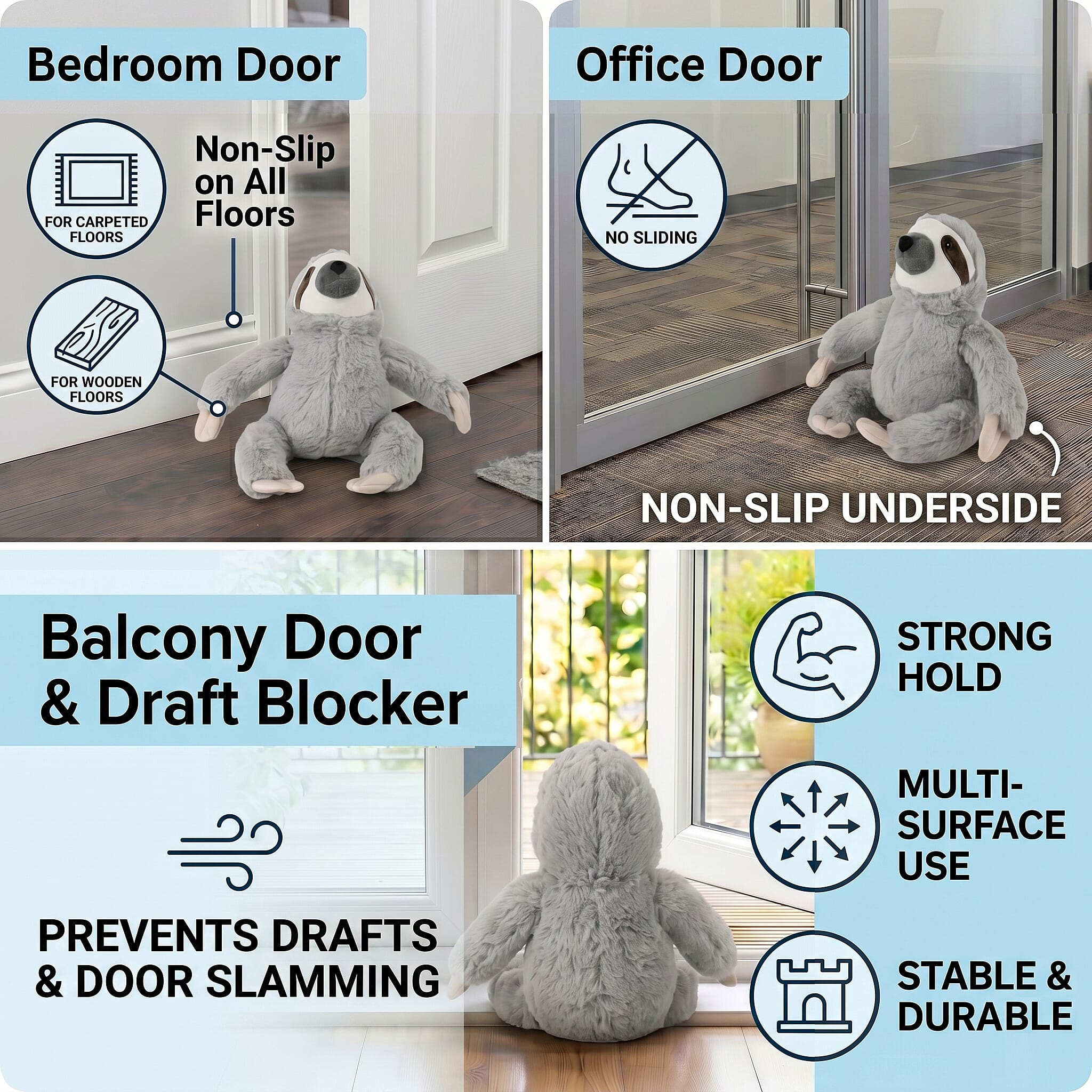 LIVMORE Decorative Plush Koala Door Stopper -  (20x16x20 cm) - Grey