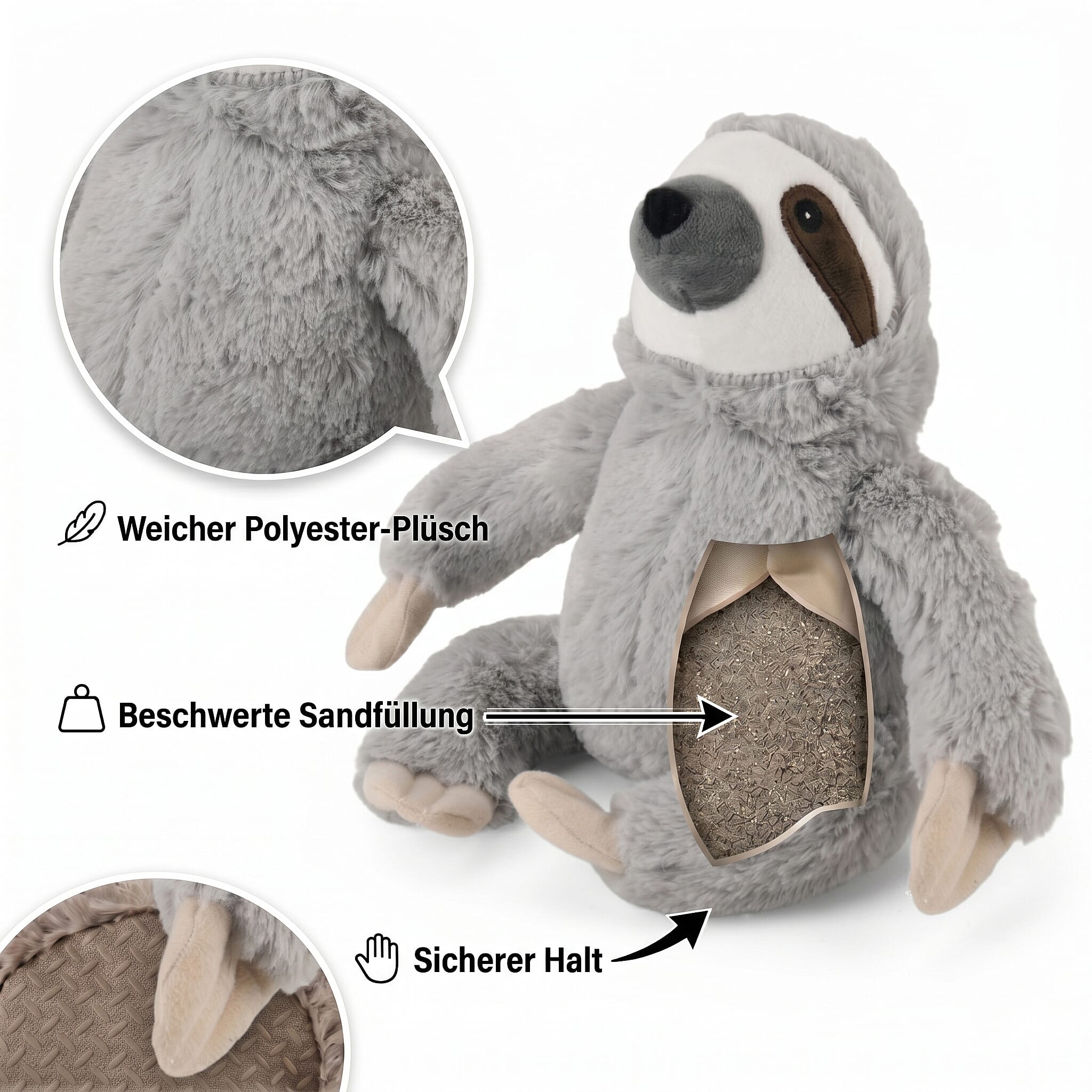 LIVMORE Decorative Plush Koala Door Stopper -  (20x16x20 cm) - Grey
