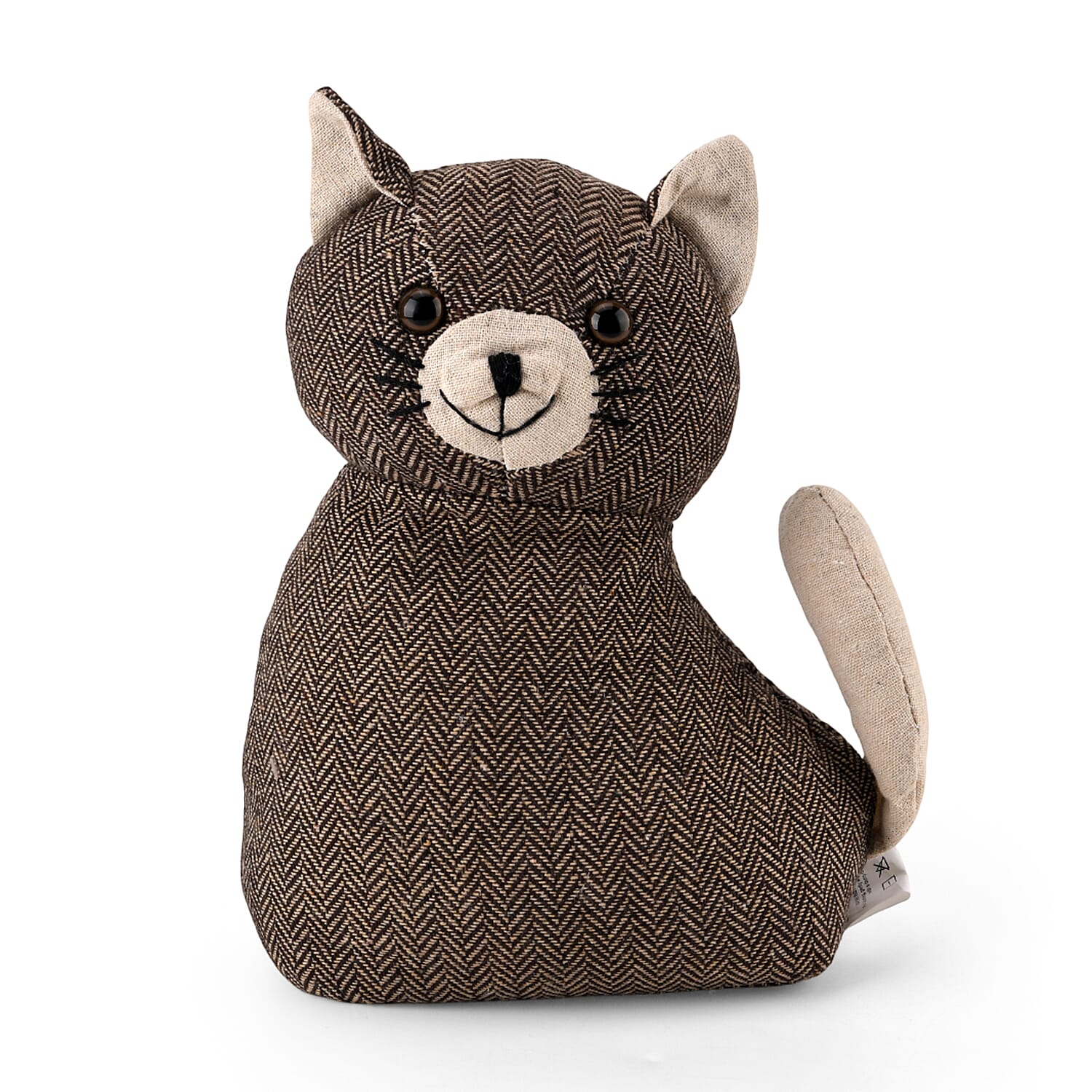 LIVMORE Decorative Plush Cat Door Stopper -  (15x10x 18 cm) - Grey