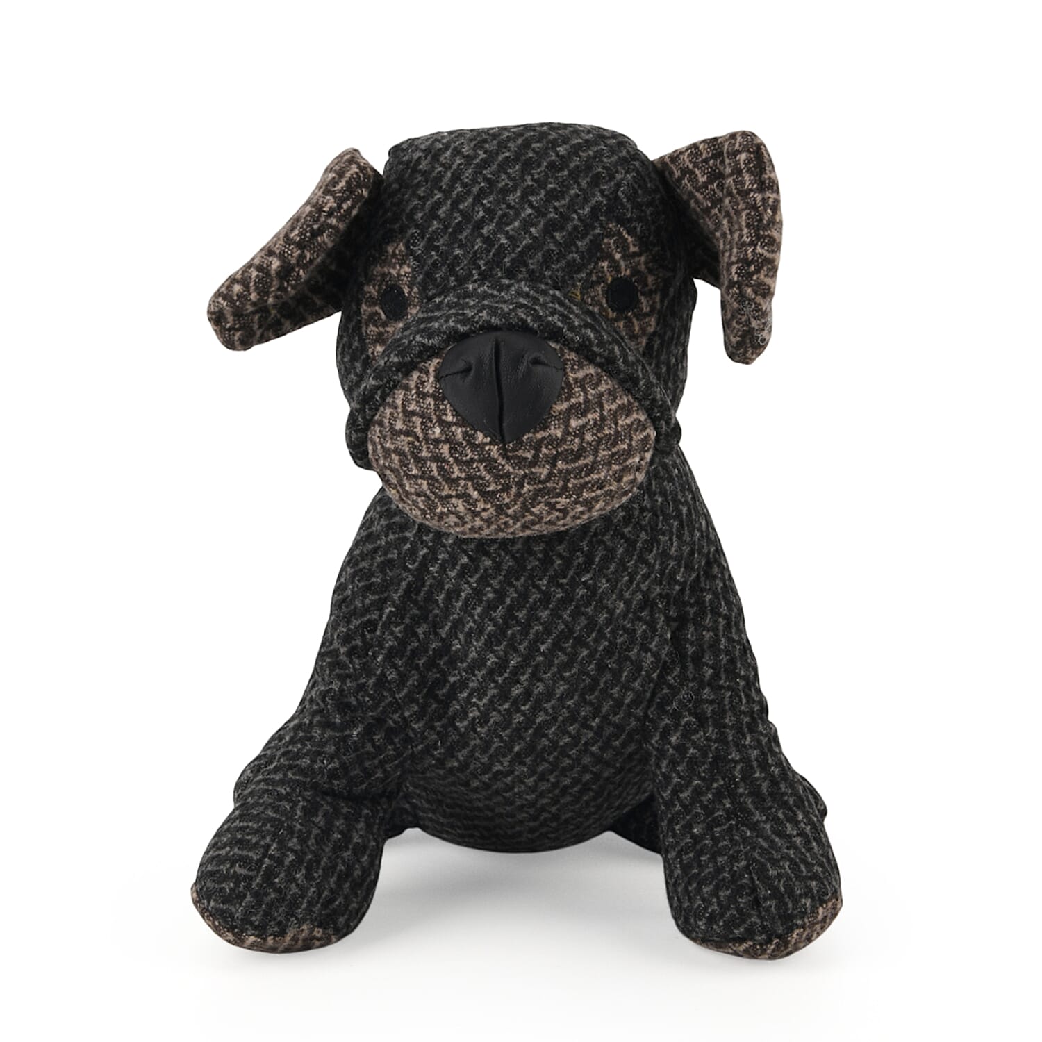 LIVMORE Decorative Plush Dog Door Stopper -  (22x18x19 cm) - Black
