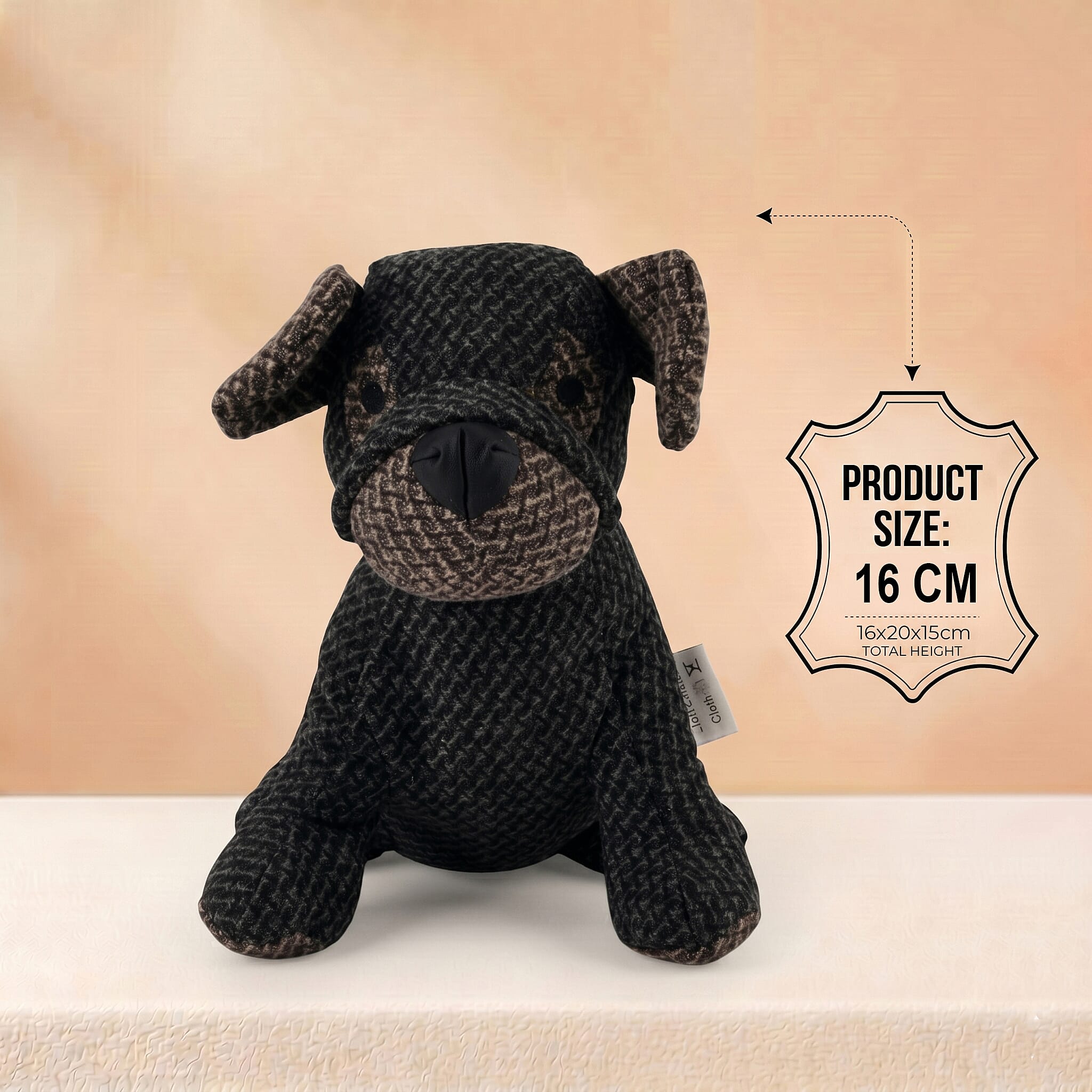LIVMORE Decorative Plush Dog Door Stopper -  (22x18x19 cm) - Black