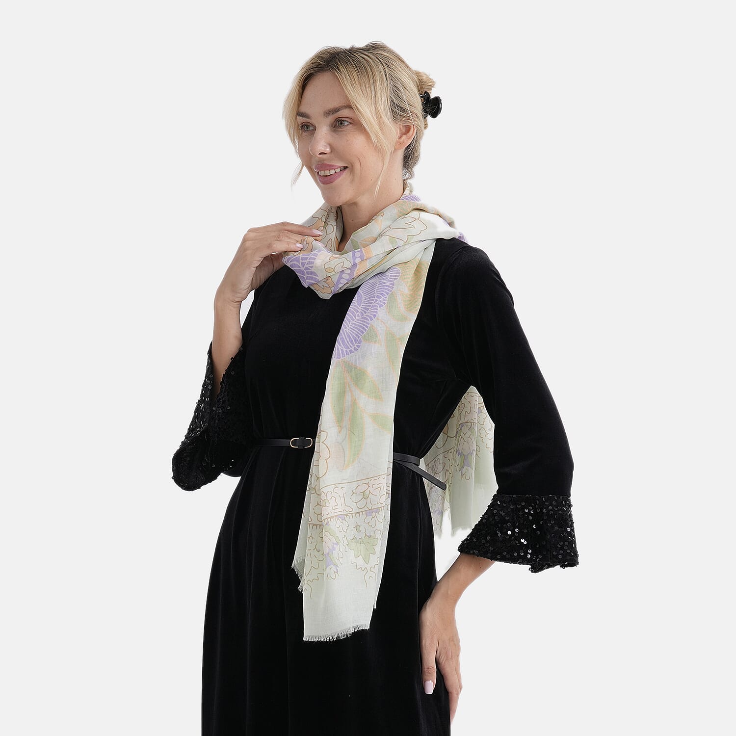 - Maisi Printed Scarf (Size - One Size) - Green
