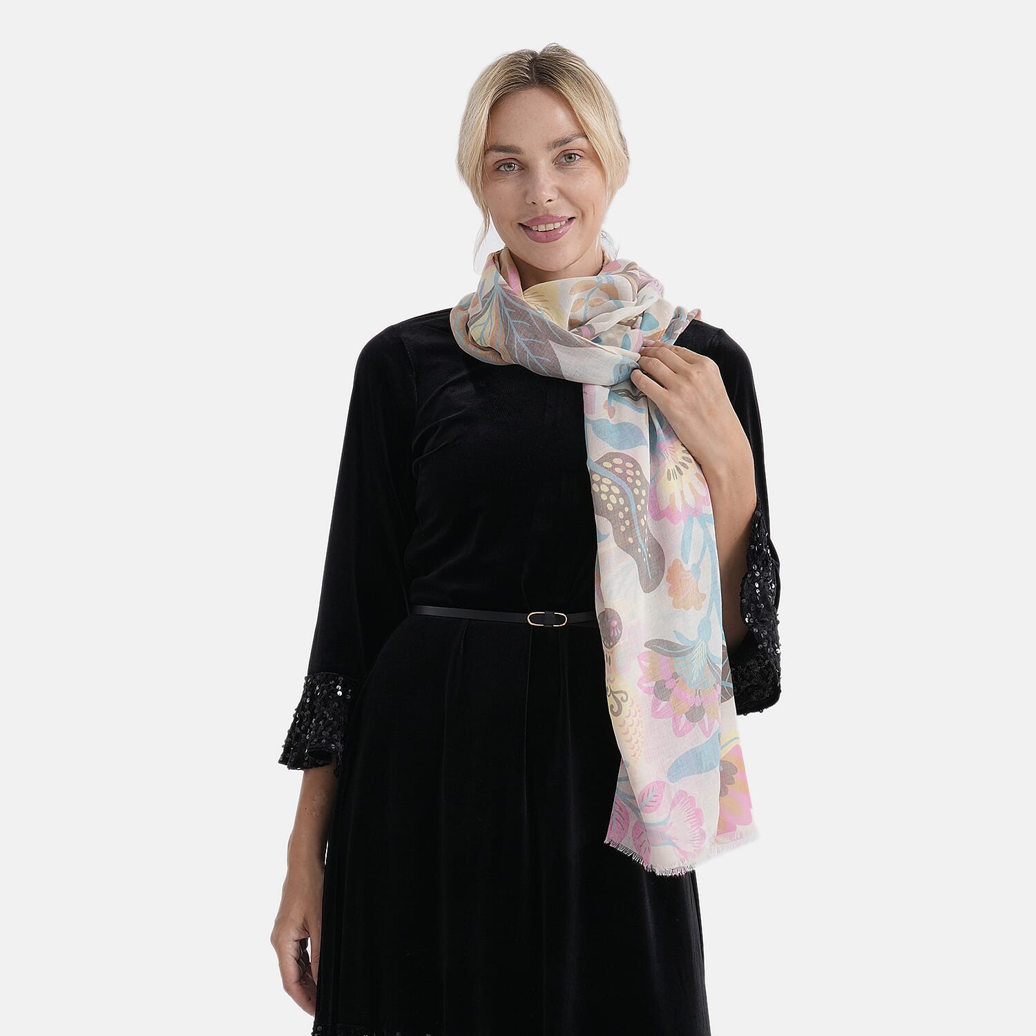 - Maisi Printed Scarf (Size - One Size) - Khaki