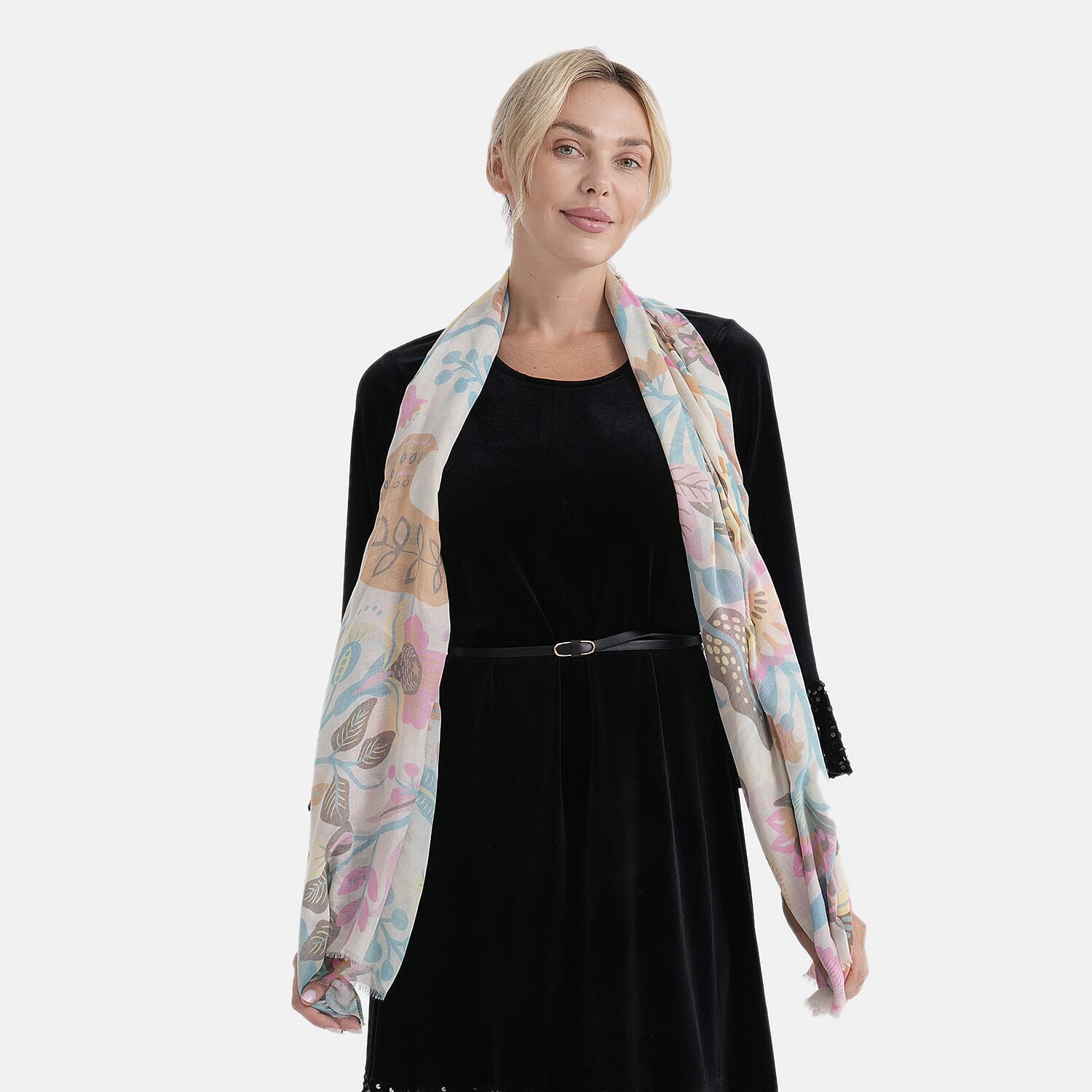 - Maisi Printed Scarf (Size - One Size) - Khaki