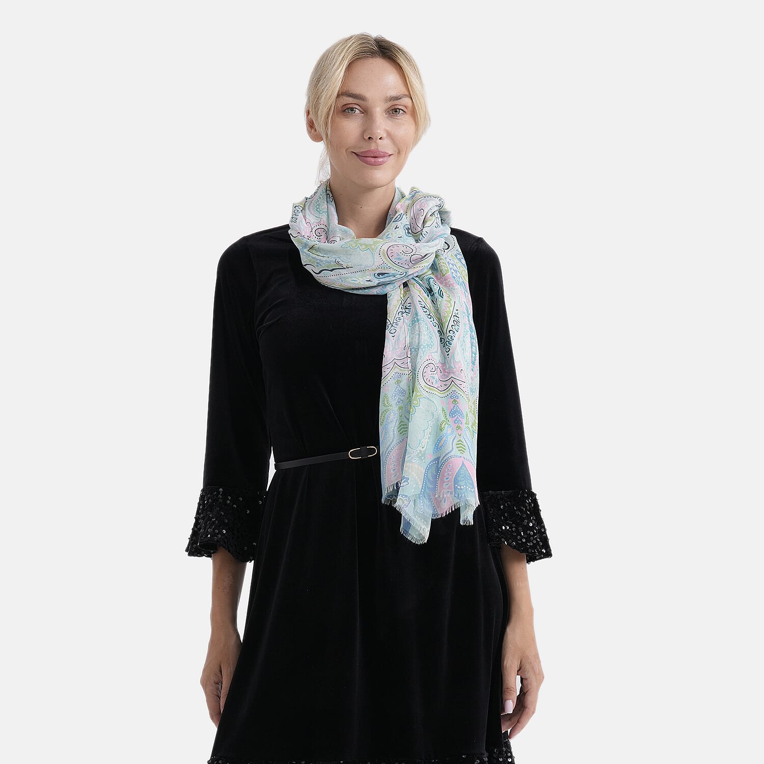 - Maisi Printed Scarf (Size - One Size) - Blue