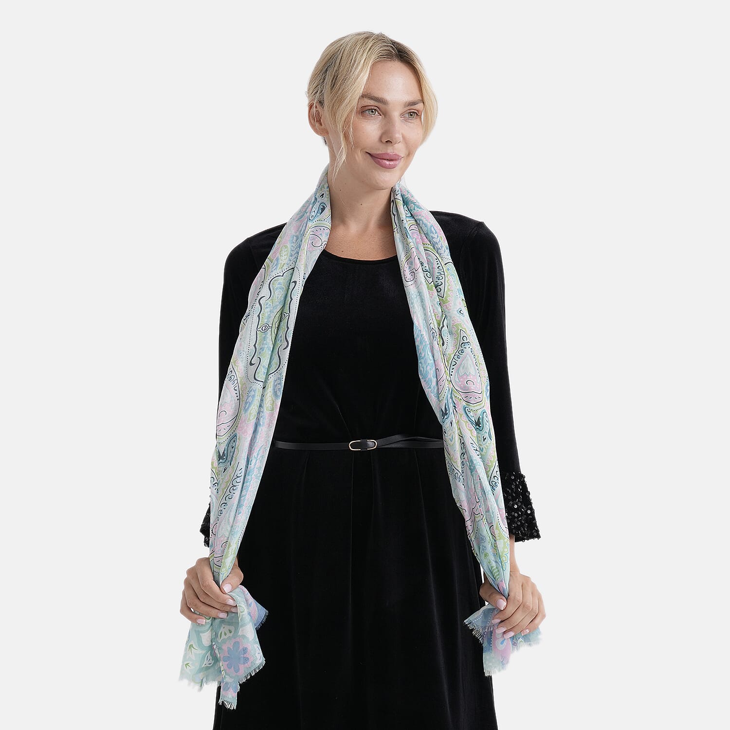 - Maisi Printed Scarf (Size - One Size) - Blue