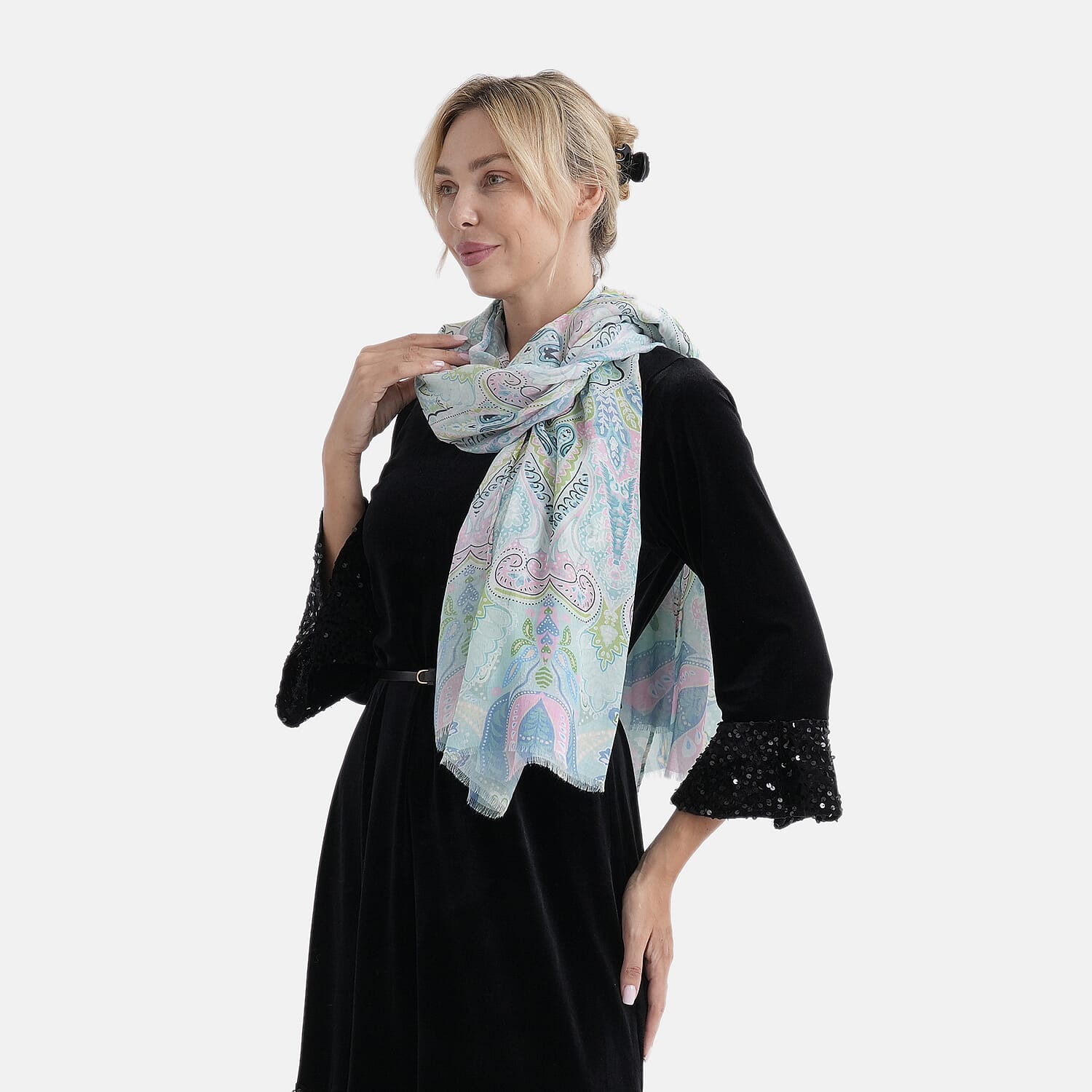 - Maisi Printed Scarf (Size - One Size) - Blue