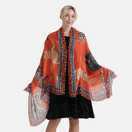 - Maisi Printed Scarf (Size - One Size) - Red