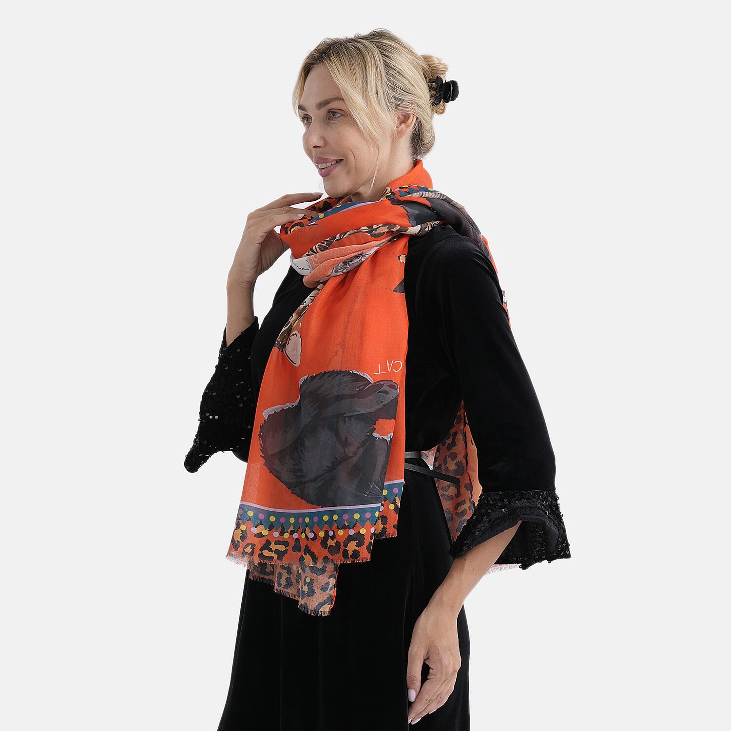 - Maisi Printed Scarf (Size - One Size) - Red