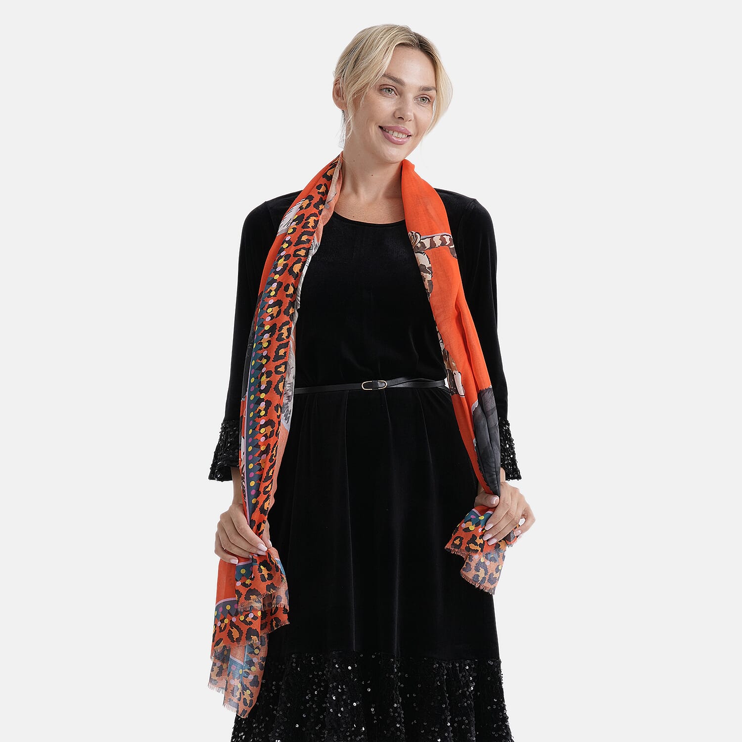 - Maisi Printed Scarf (Size - One Size) - Red