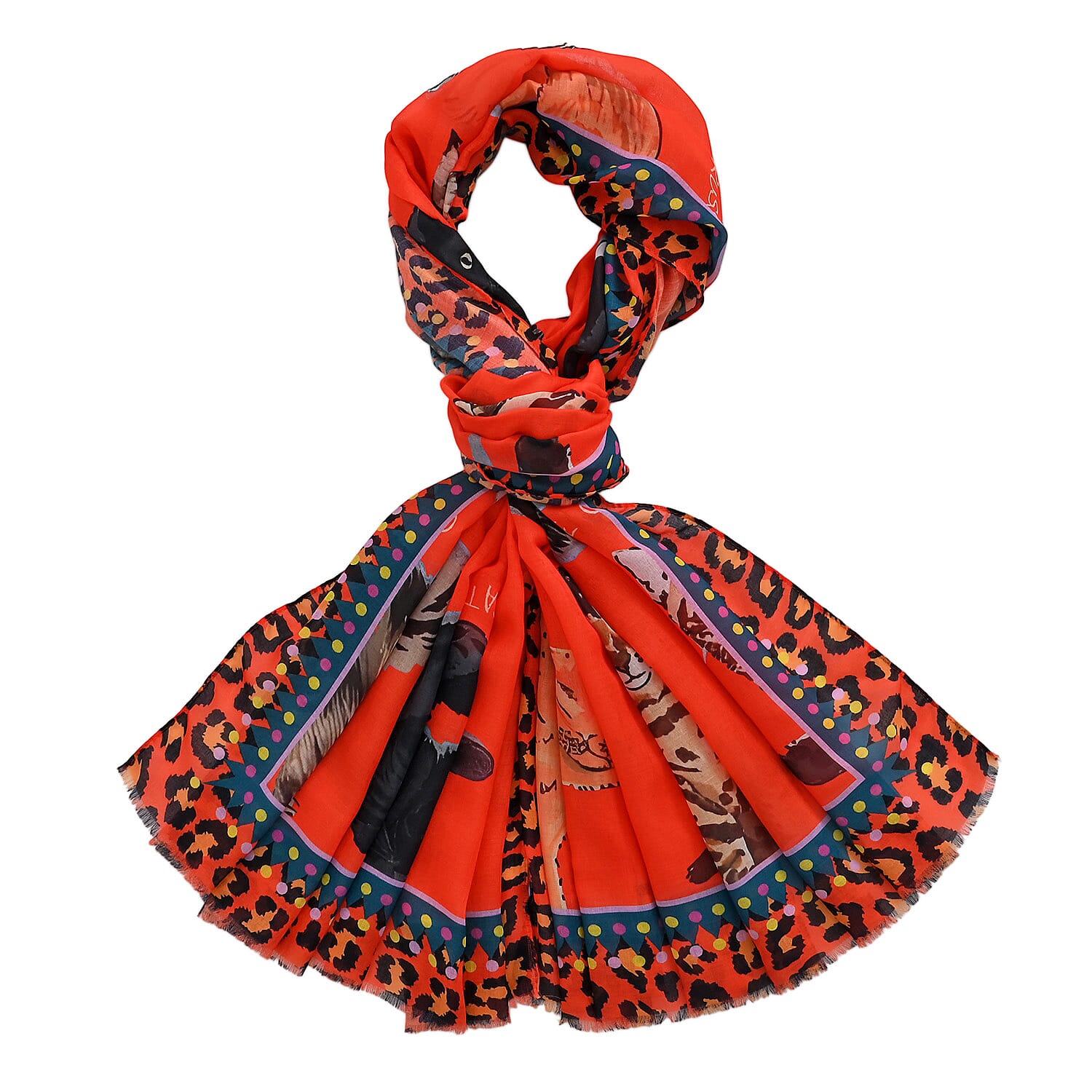 - Maisi Printed Scarf (Size - One Size) - Red