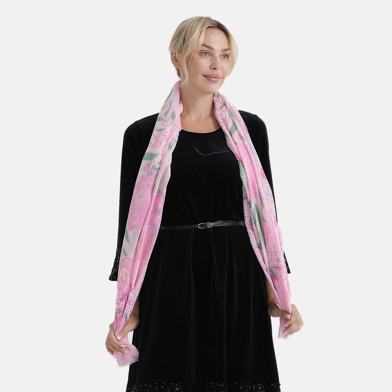 - Maisi Printed Scarf (Size - One Size) - Pink