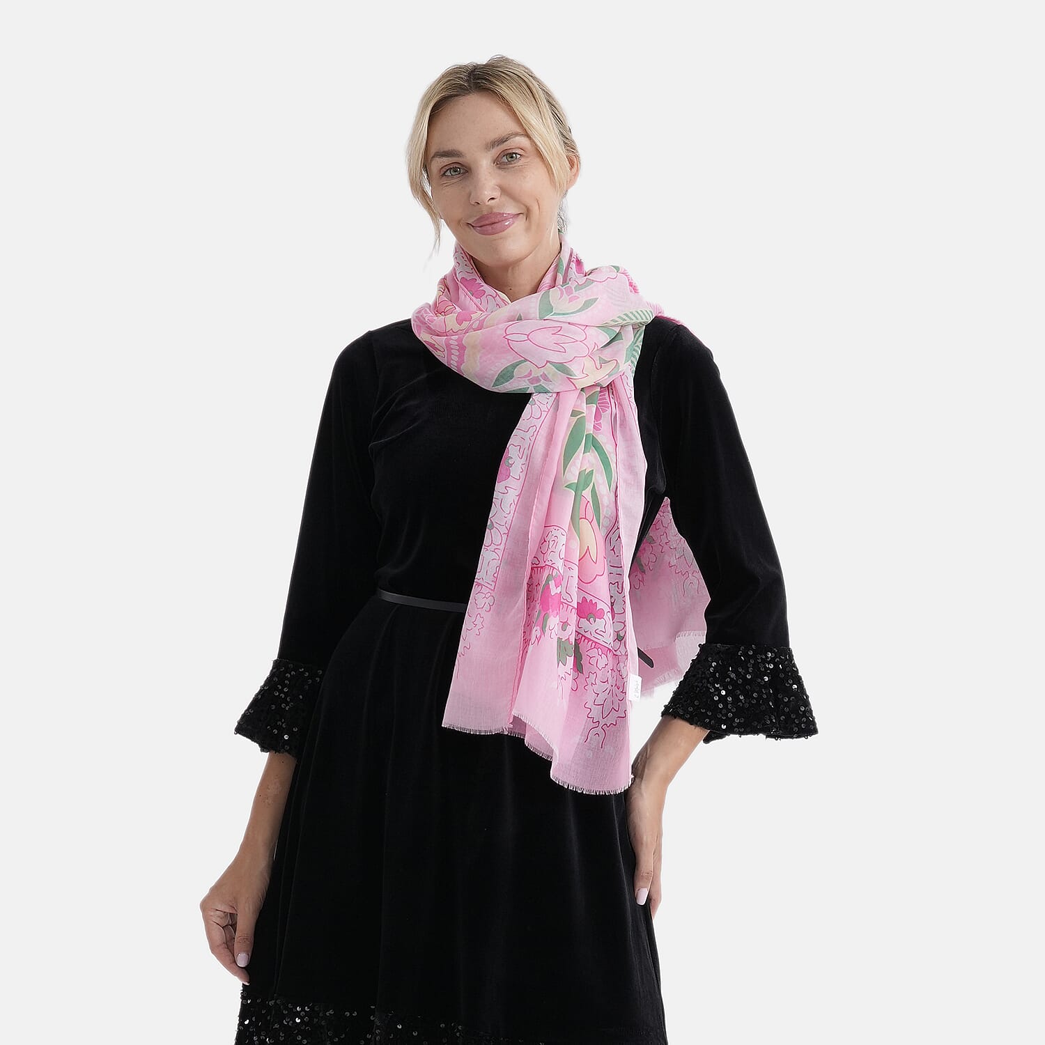 - Maisi Printed Scarf (Size - One Size) - Pink