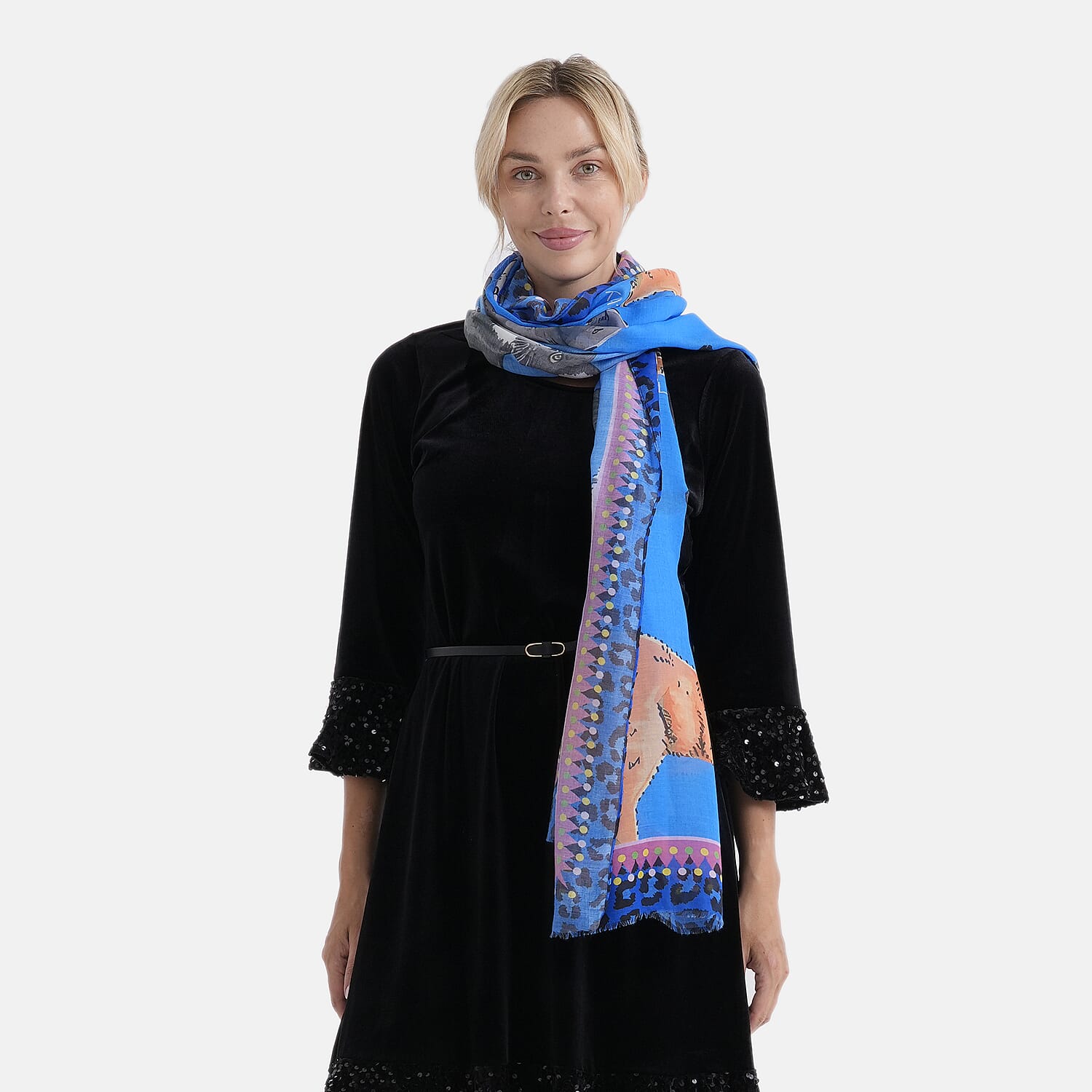 - Maisi Printed Scarf (Size - One Size) - Dark Blue