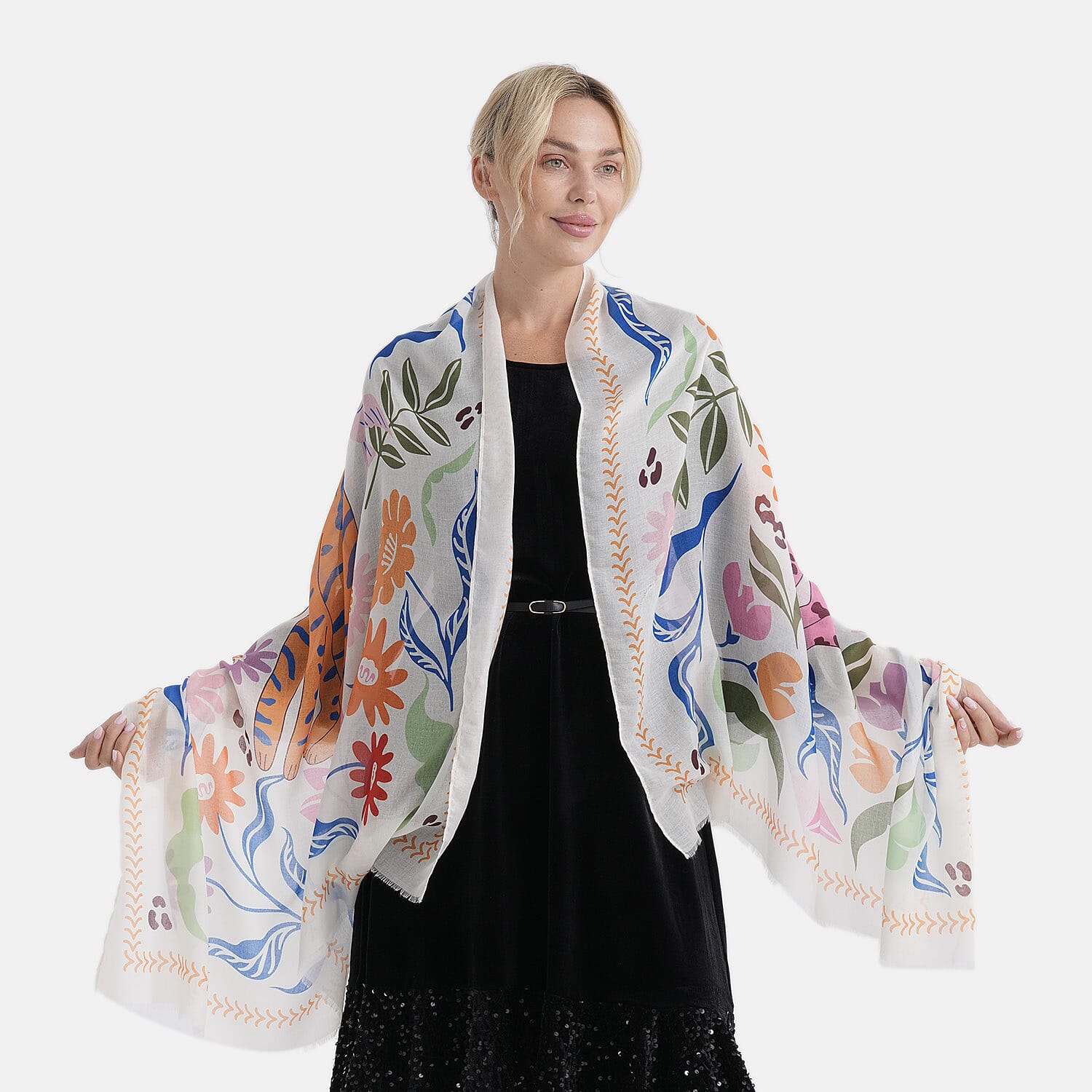 - Maisi Printed Scarf (Size - One Size) - White Multi