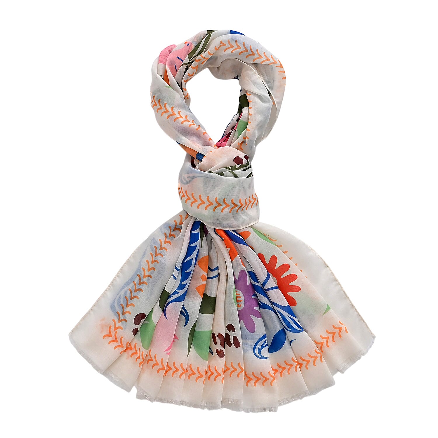 - Maisi Printed Scarf (Size - One Size) - White Multi