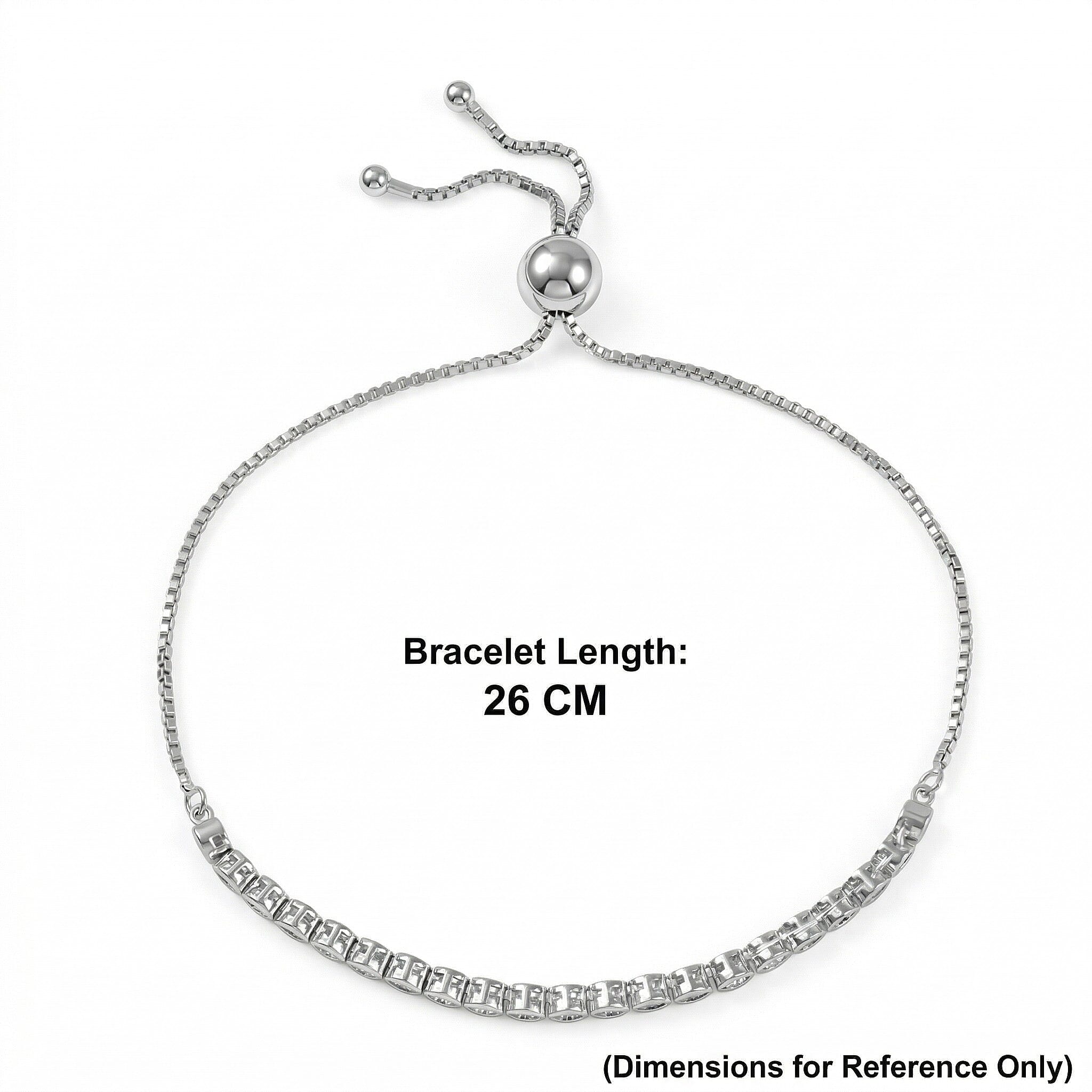 Natural White Diamond Tennis Adjustable Bracelet (Upto Size - 10.5)