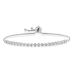 EverTrue White Diamond Adjustable Tennis Bracelet (Size - 10.5) in Yellow Gold Tone