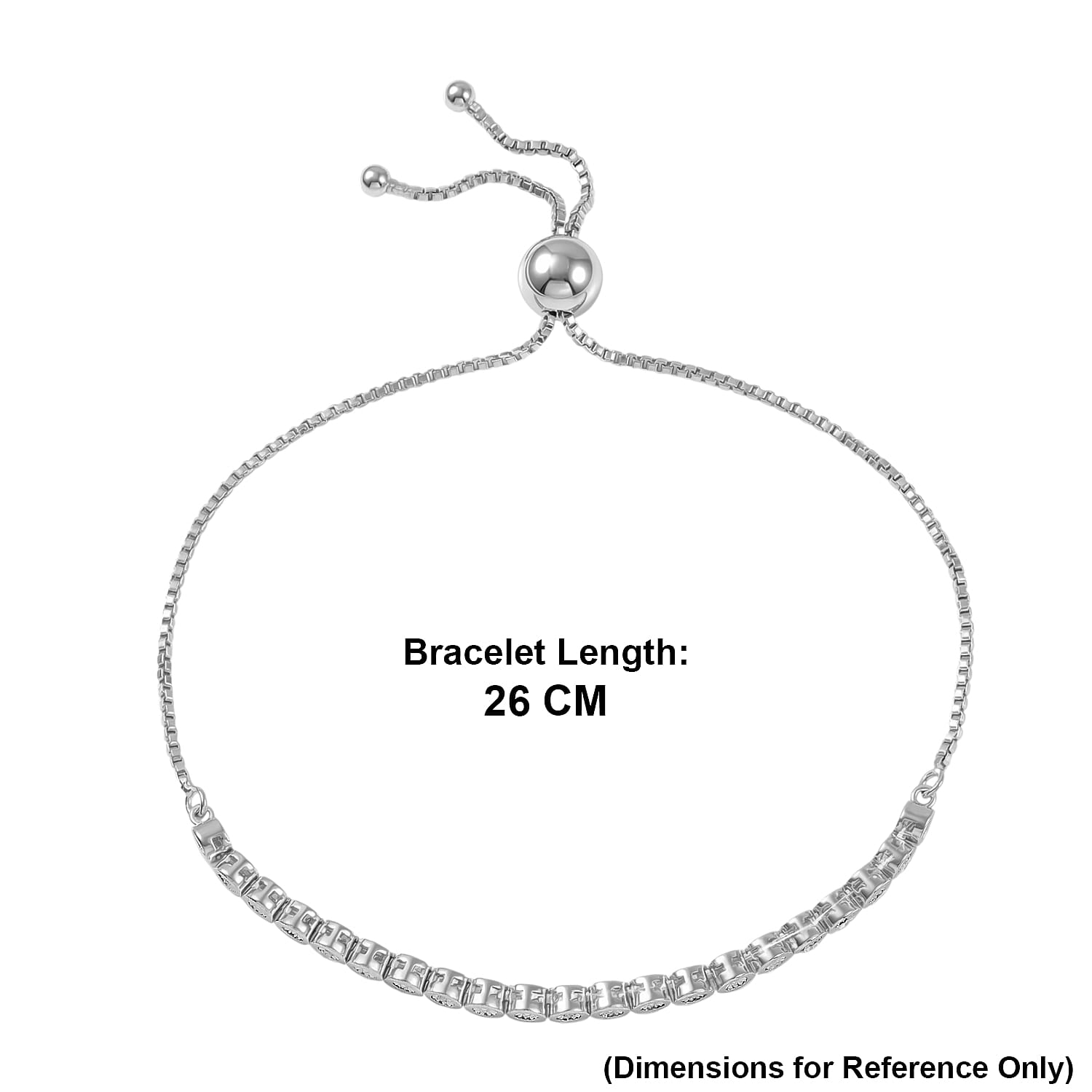 EverTrue White Diamond Tennis Adjustable Bracelet (Size - 10.5) in White Tone