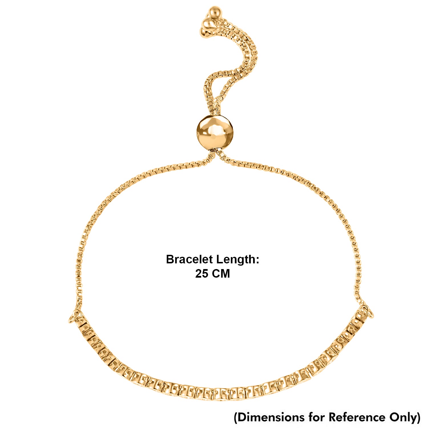 EverTrue White Diamond Adjustable Tennis Bracelet (Size - 10.5) in Yellow Gold Tone