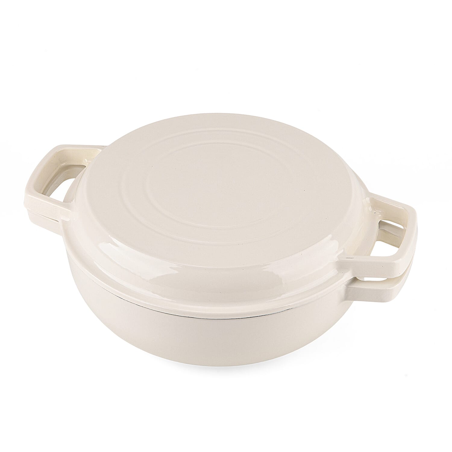 LIVMORE 2-in-1 Enameled Cast Iron Grill Pan with Reversible Grill Lid - LIFETIME WARRANTY White