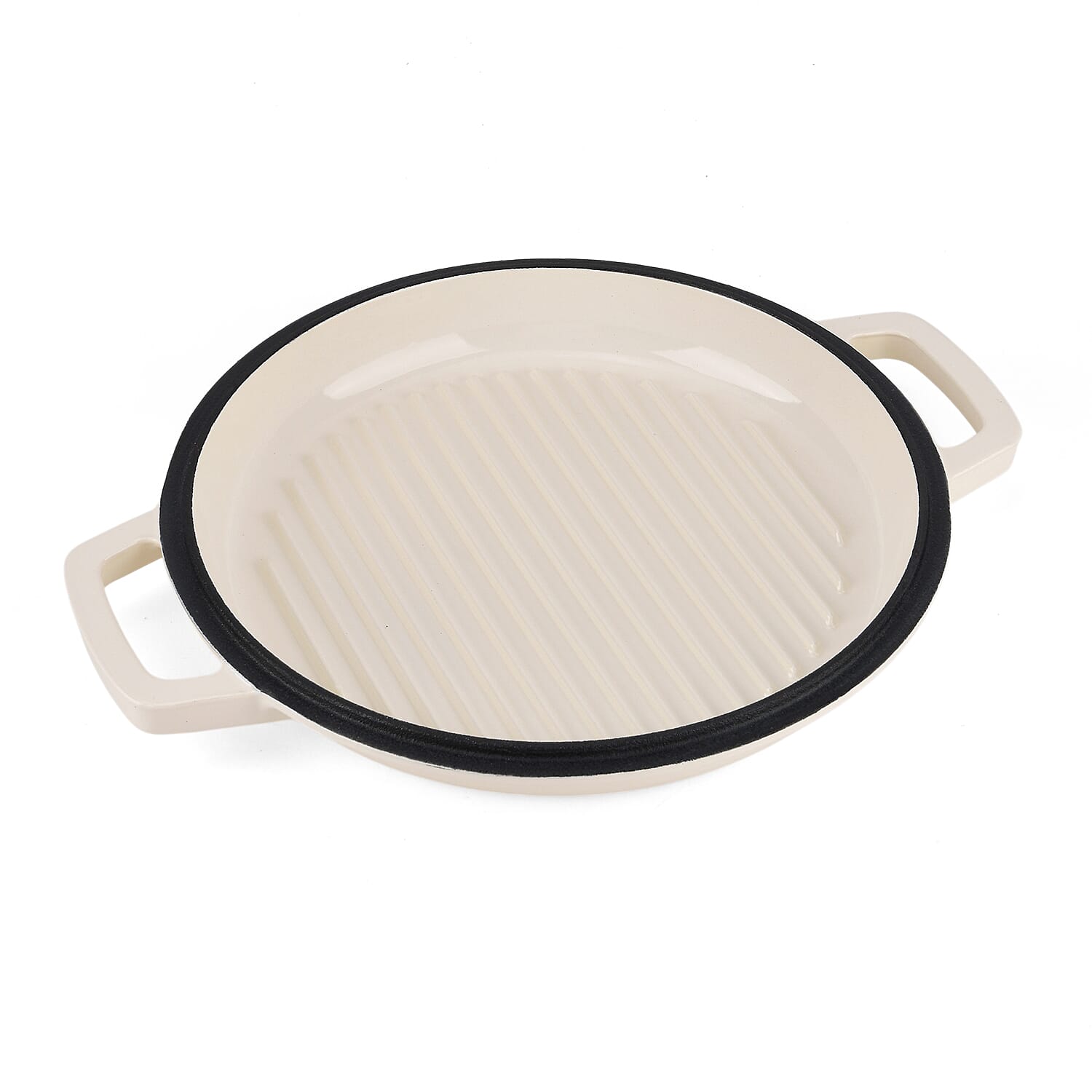 LIVMORE 2-in-1 Enameled Cast Iron Grill Pan with Reversible Grill Lid - LIFETIME WARRANTY White
