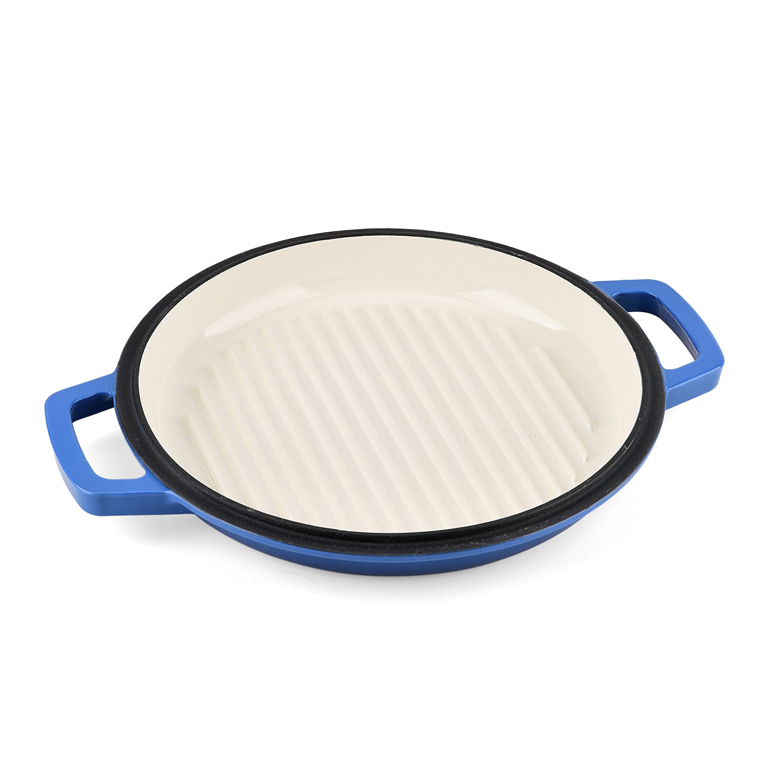 LIVMORE 2-in-1 Enameled Cast Iron Grill Pan with Reversible Grill Lid - LIFETIME WARRANTY - Blue
