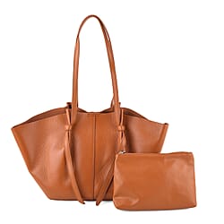 Leather Patterned Tote Bag (Size 52x10x25 cm) - Black