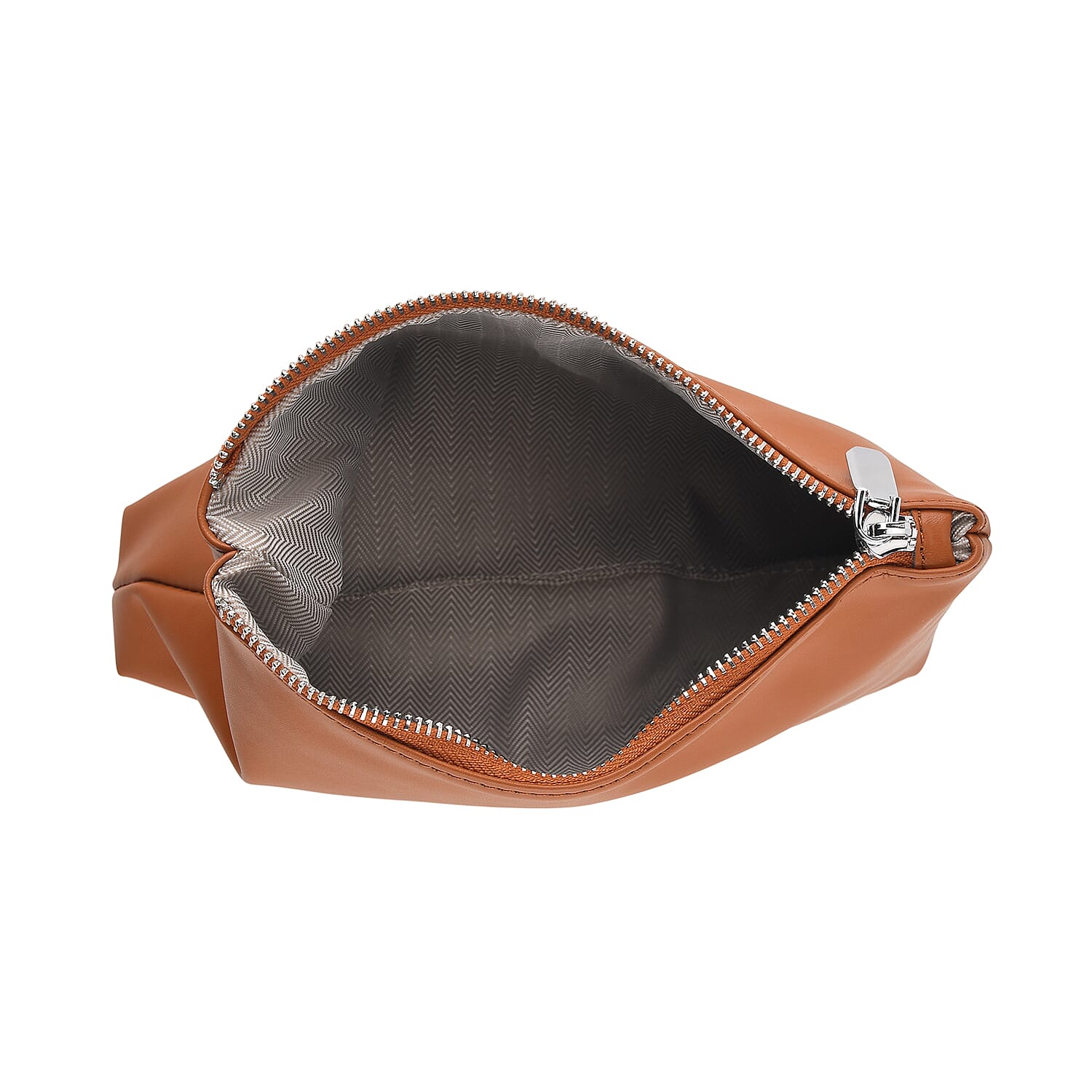Valissiere Designer Inspired Genuine Leather Sculptured Knotted Handle Wave Tote With Inside Leather Pouch - Windsor Tan