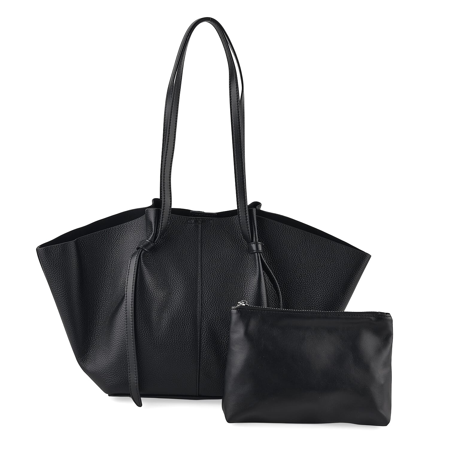 Leather Patterned Tote Bag (Size 52x10x25 cm) - Black